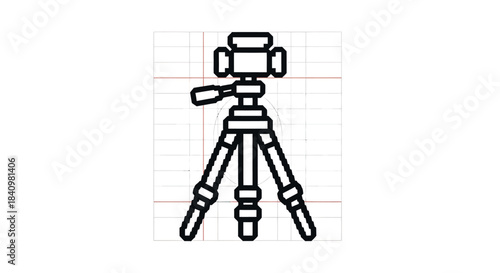 Simple line art illustration of a portable camera tripod, ideal for stable photography and enhancing creative shooting setups