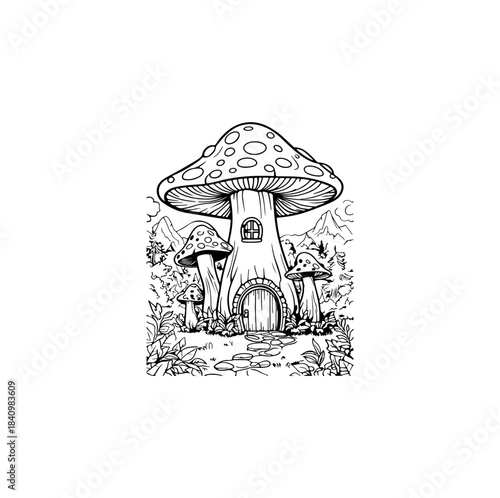 mushroom house home illustration fantasy