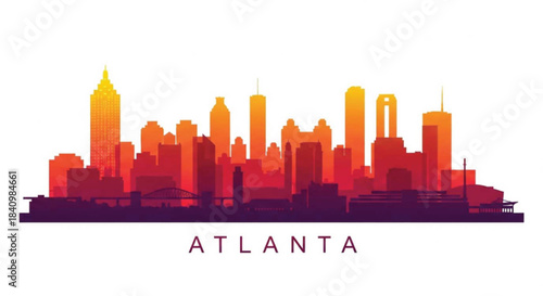 Vibrant atlanta skyline silhouette with warm gradient colors