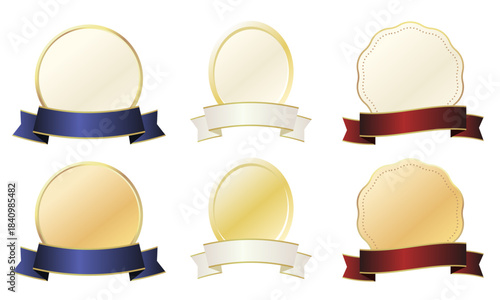 Six-piece set of premium ribbon medals (gold, silver, bronze, red, blue, navy)