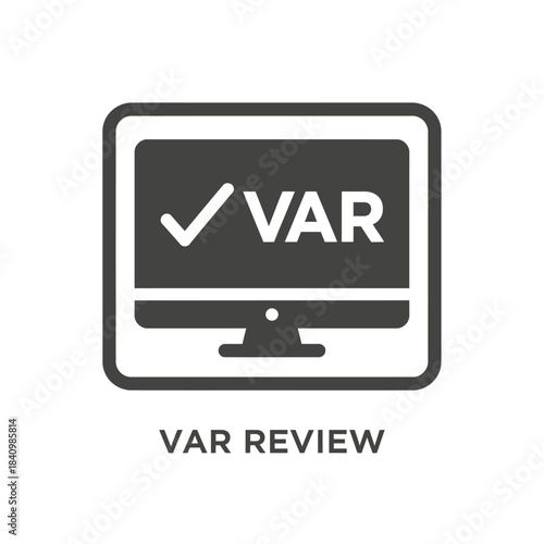 Computer monitor displaying var with a checkmark icon