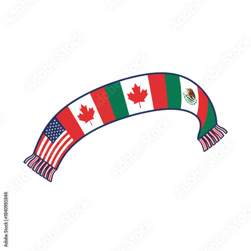 Scarf featuring flags of the united states canada and mexico