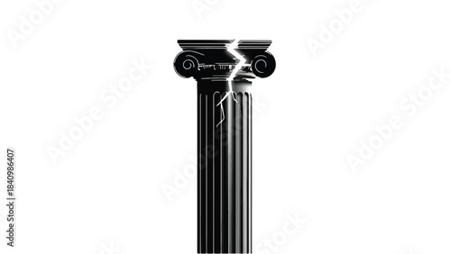 Ancient broken column symbolizing collapse and destruction