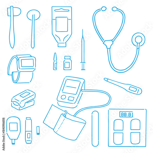 手描き風シンプルな医療用具セット