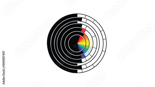 Circular spectrum of light and shadow with rainbow hues