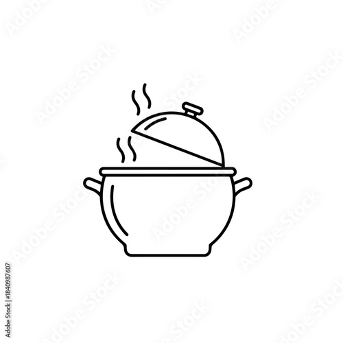 Steaming Pot Icon with Lid Open