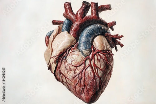 Detailed anatomical illustration of a human heart