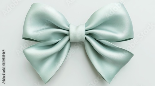 A pristine light aqua satin bow, gracefully tied with a central knot