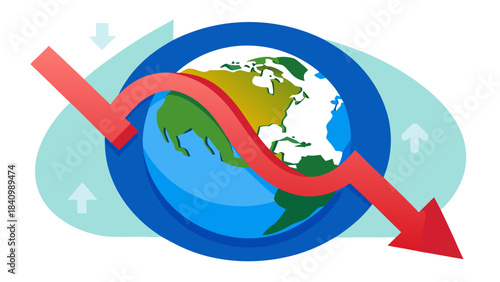 Earth globe with red arrows indicating climate change or global issues on a t-shirt design