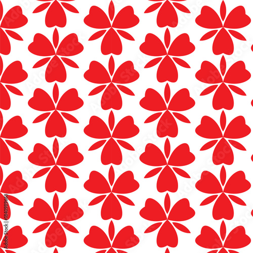 Geometric Red heart, love vector pattern for textile 