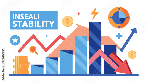 Business stability concept with colorful graph and financial icons