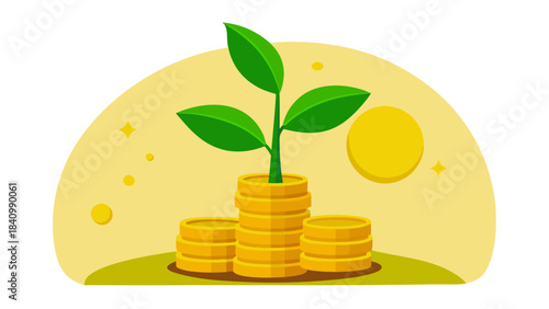 profit growth finance money plant stacking coins