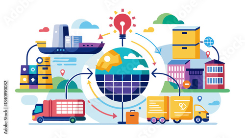 global logistics and supply chain management illustration
