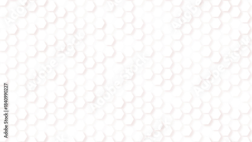 White seamless hexagon pattern, minimal geometric grid, Hexagon Vector Background Pattern in greyscale, panoramic format.
