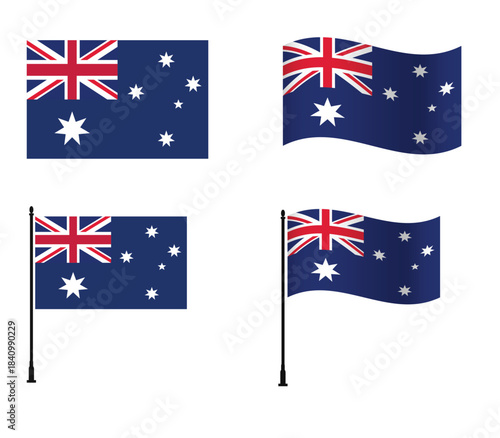 Australian flag icons national symbol collection vector illustration