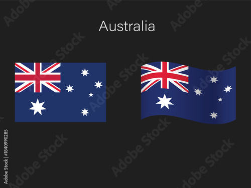 Australia flag flat and waving vector illustration national 