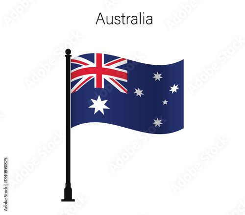 Australian flag waving on flagpole national symbol for travel