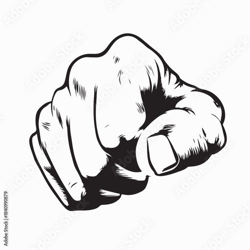 Powerful Fist Punch Vector Illustration on White Background