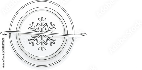 Simple Line Art Snowflake Crochet Icon with Hook and Yarn, Isolated Vector isolated PNG with Transparent Background