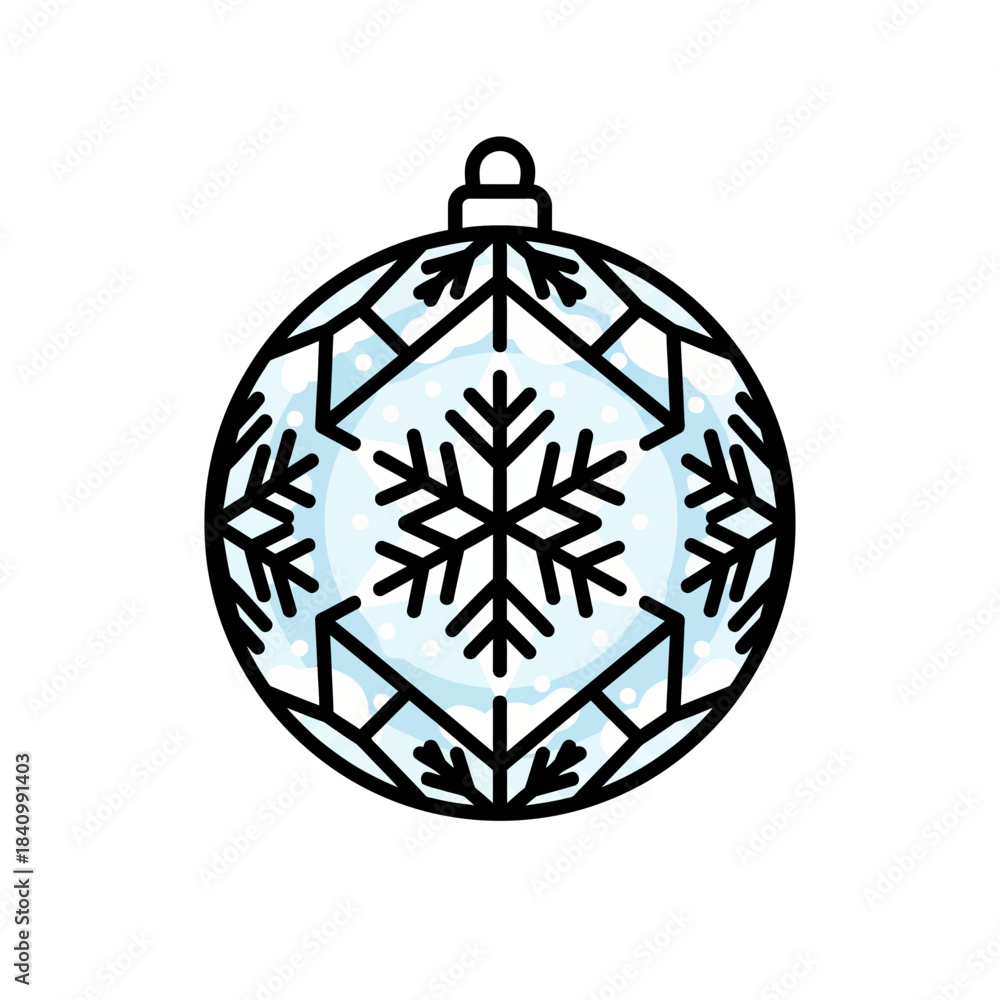 Obraz premium Winter Ornament Ball Vector with Snowflake Cut Patterns