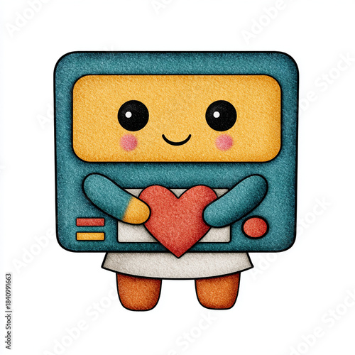 illustration stock illustration Cute Cartoon Robot Holding Heart Illustration Whimsical Love Icon illustration concept detailed high quality composition suitable for commercial use artwork
