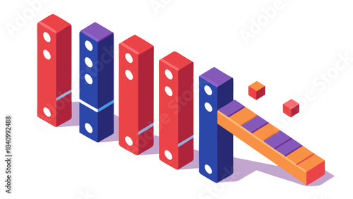 3D isometric colorful business growth steps with progress blocks and target spheres