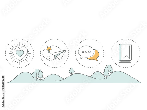 Set of flat design icons representing love communication messaging social networking and digital technology themes