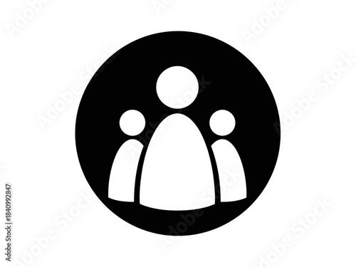 Abstract icon representing a group of people or community symbol in black on for social and team concepts