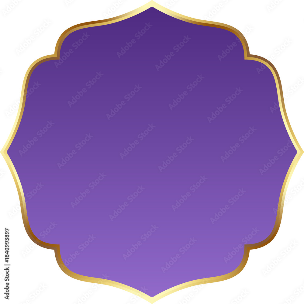 Fototapeta premium Purple and Gold Islamic Arch Frame Illustration