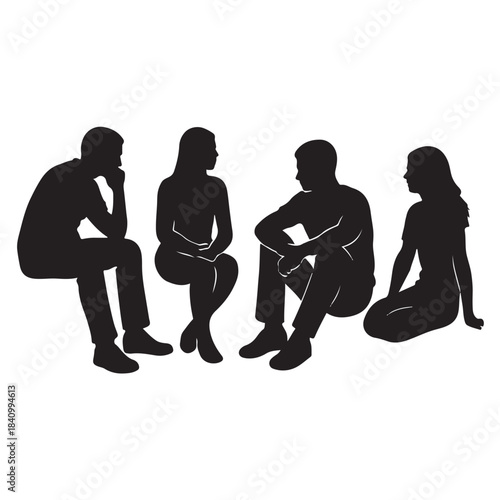 people sitting on bench or chair vector
