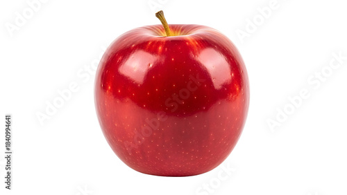 Glossy red apple with smooth skin texture and natural shading. Clean centered composition and crisp detailing, fully isolated on a pure solid white background.