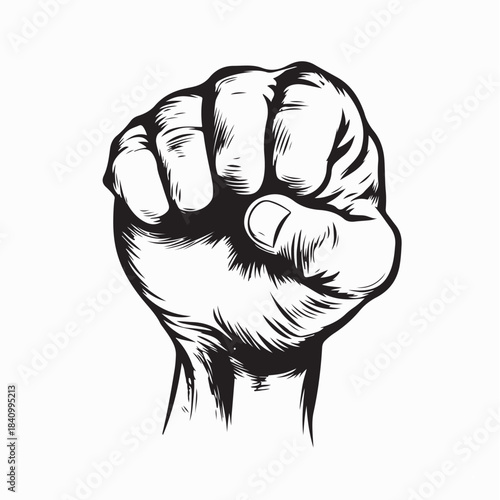 Punching Fist Action Pose Vector Isolated on White Background