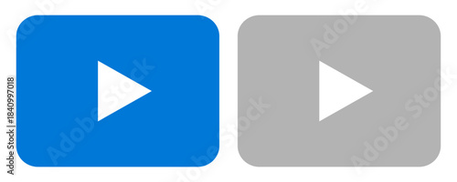Set of clean, modern play button icons for digital media interfaces, symbolizing content playback and user interaction in various states