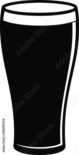 Black pint glass silhouette vector on white background