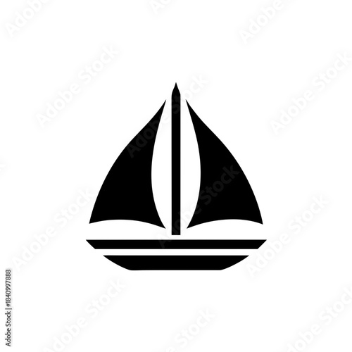 Stylized black sailboat illustration on transparent background silhouette