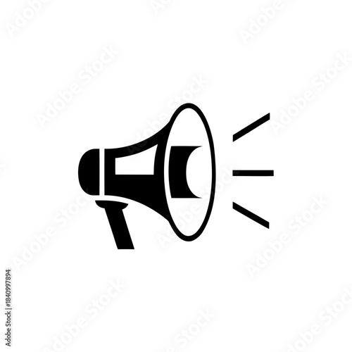 Illustration of a black megaphone on transparent background silhouette