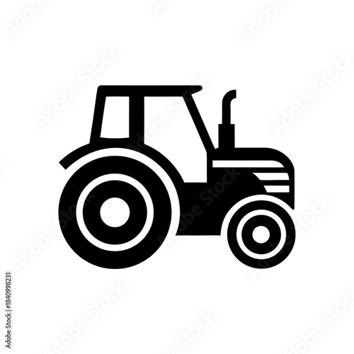 Silhouette of a farming tractor on transparent background