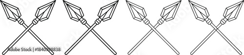 Crossed Spear Pattern Illustration with Repeating Tribal Weapon Design