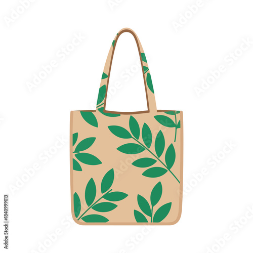 Eco Tote Bag with Green Leaf Pattern