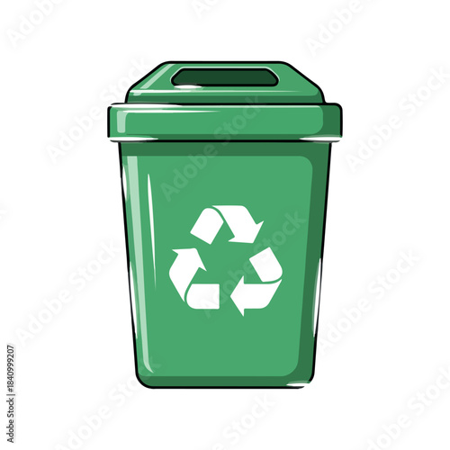 Green Recycling Bin with Recycle Symbol