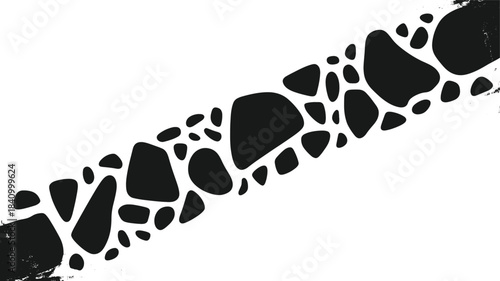 Black and White Abstract Footprint Pattern on White Background