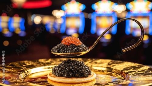 Serving of Premium Caviar on a Dark Plate