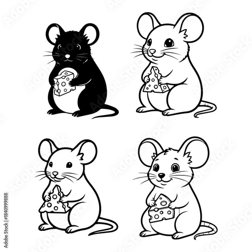 Cute baby mouse with a cupcake silhouette pack