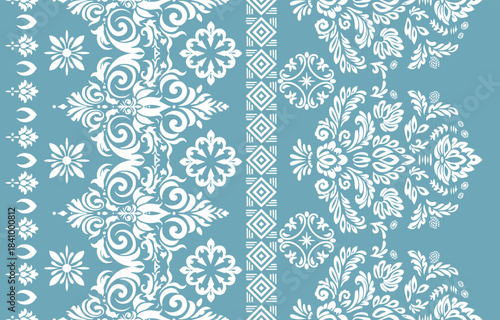 Ethnic Motifs Ikat floral paisley embroidery floral. ikat Saree Sarong oriental pattern traditional.Ikat embroidery style abstract embroidery design for texture,fabric,clothing,wrapping,decoration