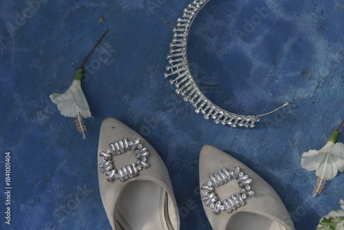 Elegant Bridal Accessories on Blue