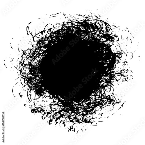 Hand drawn black ink brush strokes with grunge texture for backgrounds