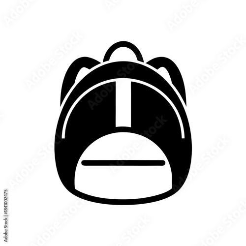 A simple outline icon of a small backpack with rounded shape, symbolizing school, kindergarten, and active lifestyle.