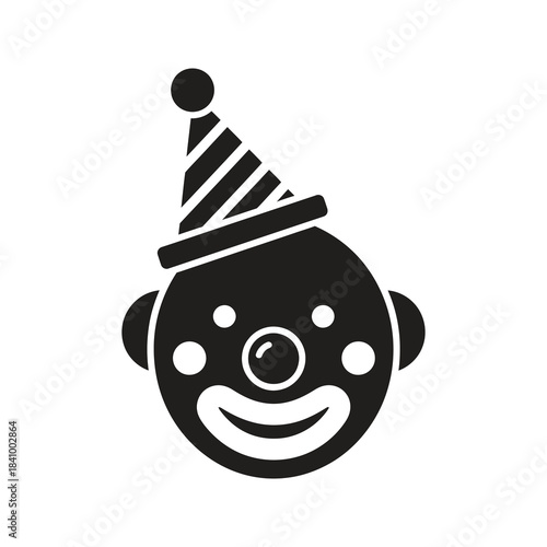 Clown face symbolizing party entertainment and joyful amusement