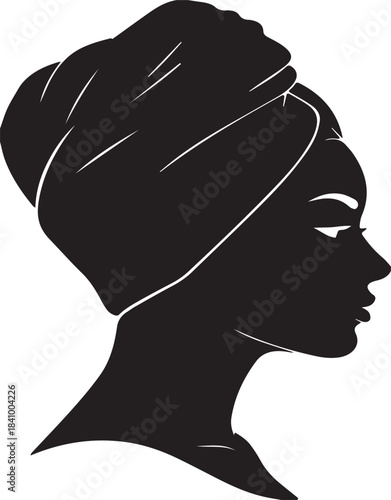  Vector African woman head wrapped in turban head wrap silhouette illustrator