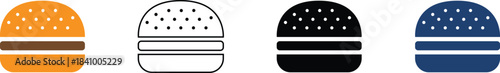 Burger Icon set fast food vector Illustration collection Isolated on transparent background.